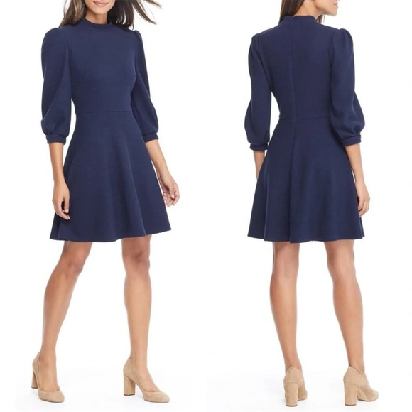 Gal Meets Glam Maggie Ribbed Texture Navy Blue Dress Size 16 - Picture 1 of 11